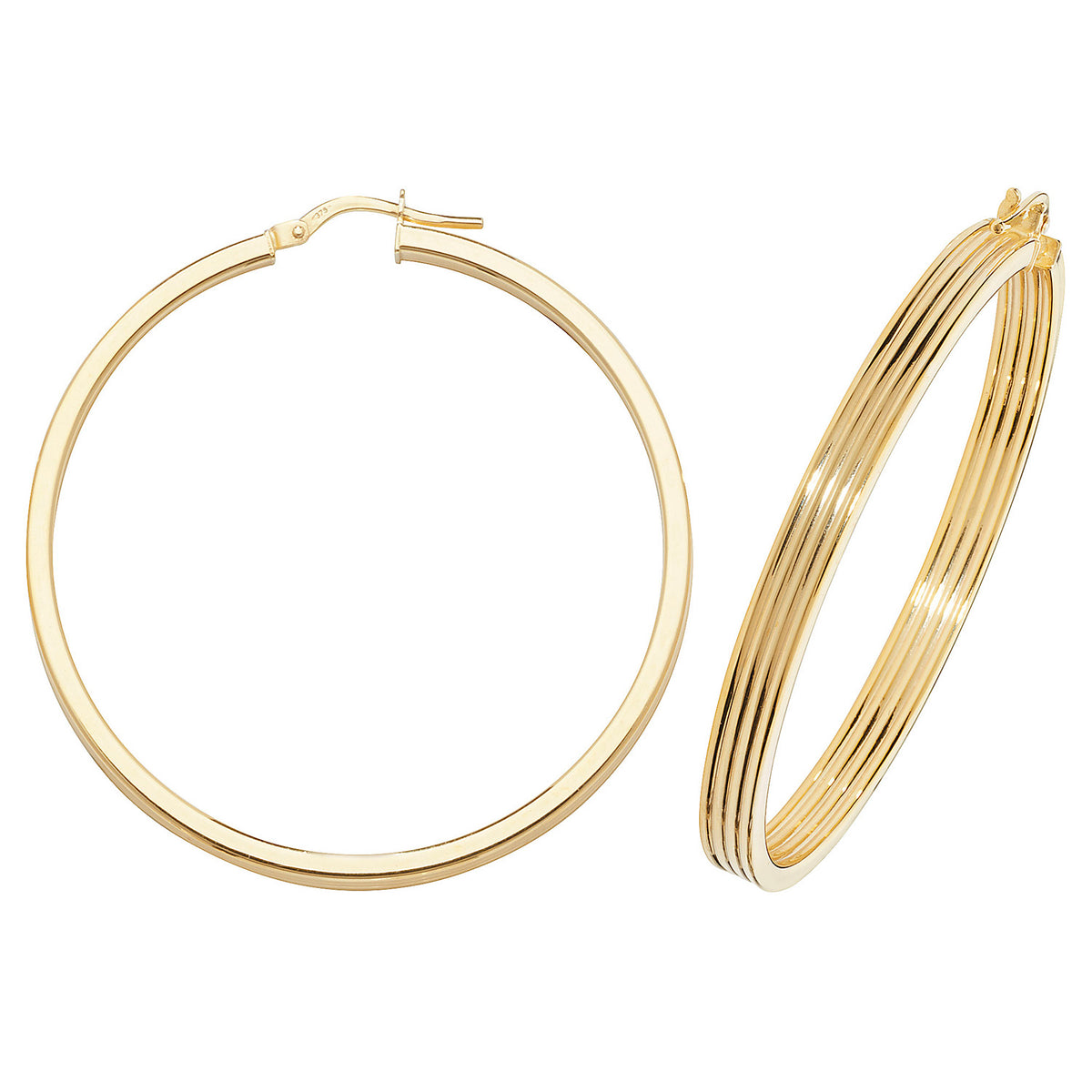 9ct Yellow Gold Earrings 40mm