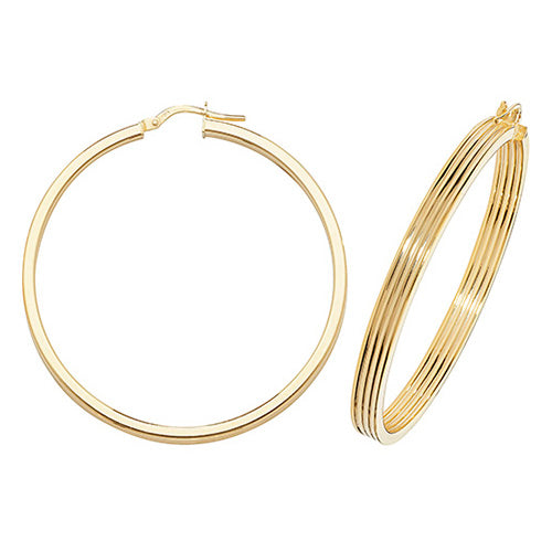 9ct Yellow Gold Earrings 40mm
