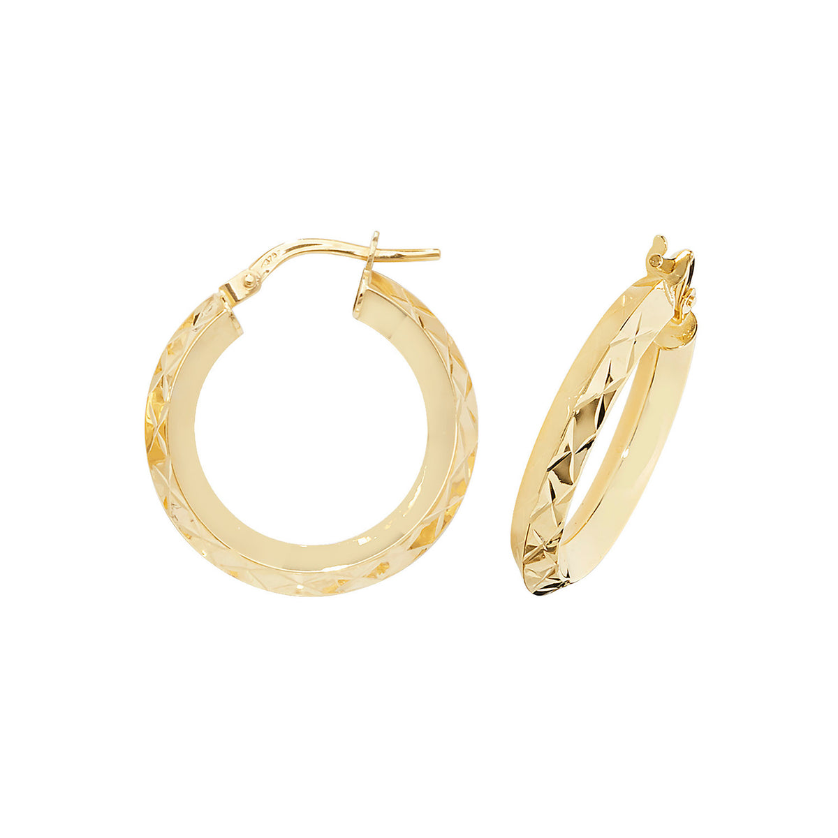 Clustdlysau Aur Melyn 9ct 10mm
