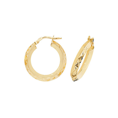 Clustdlysau Aur Melyn 9ct 15mm