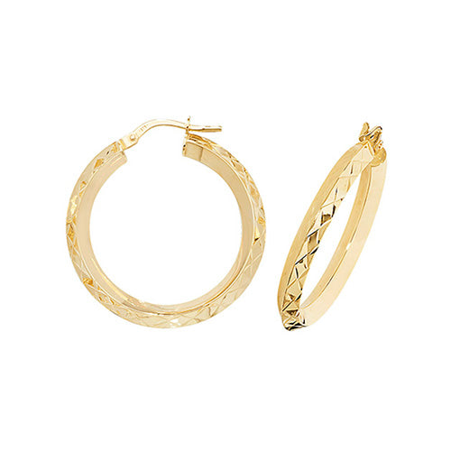 Clustdlysau Aur Melyn 9ct 20mm