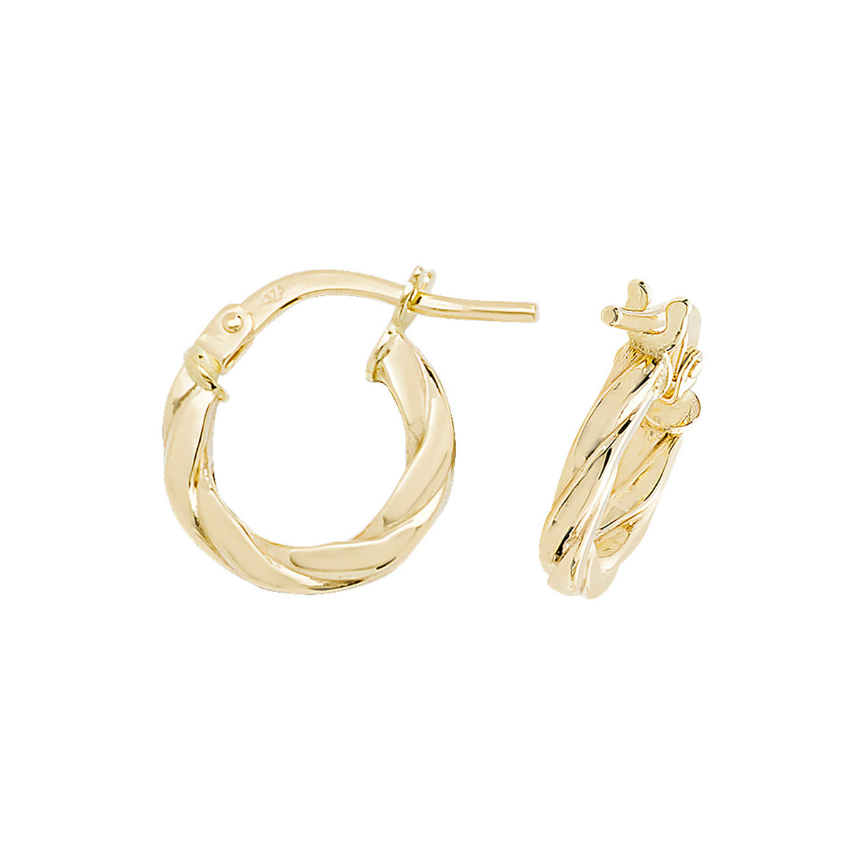 Clustdlysau Aur Melyn 9ct 8mm