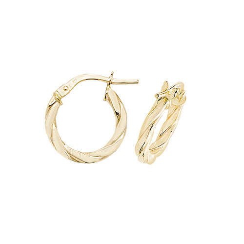 Clustdlysau Aur Melyn 9ct 10mm