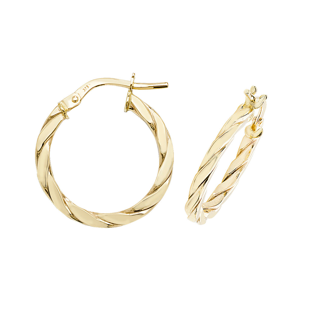 Clustdlysau Aur Melyn 9ct 15mm