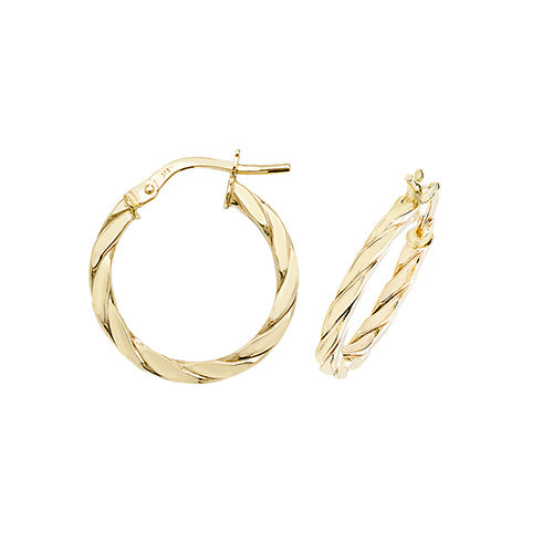 Clustdlysau Aur Melyn 9ct 15mm