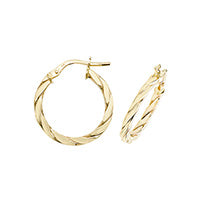 Clustdlysau Aur Melyn 9ct 15mm