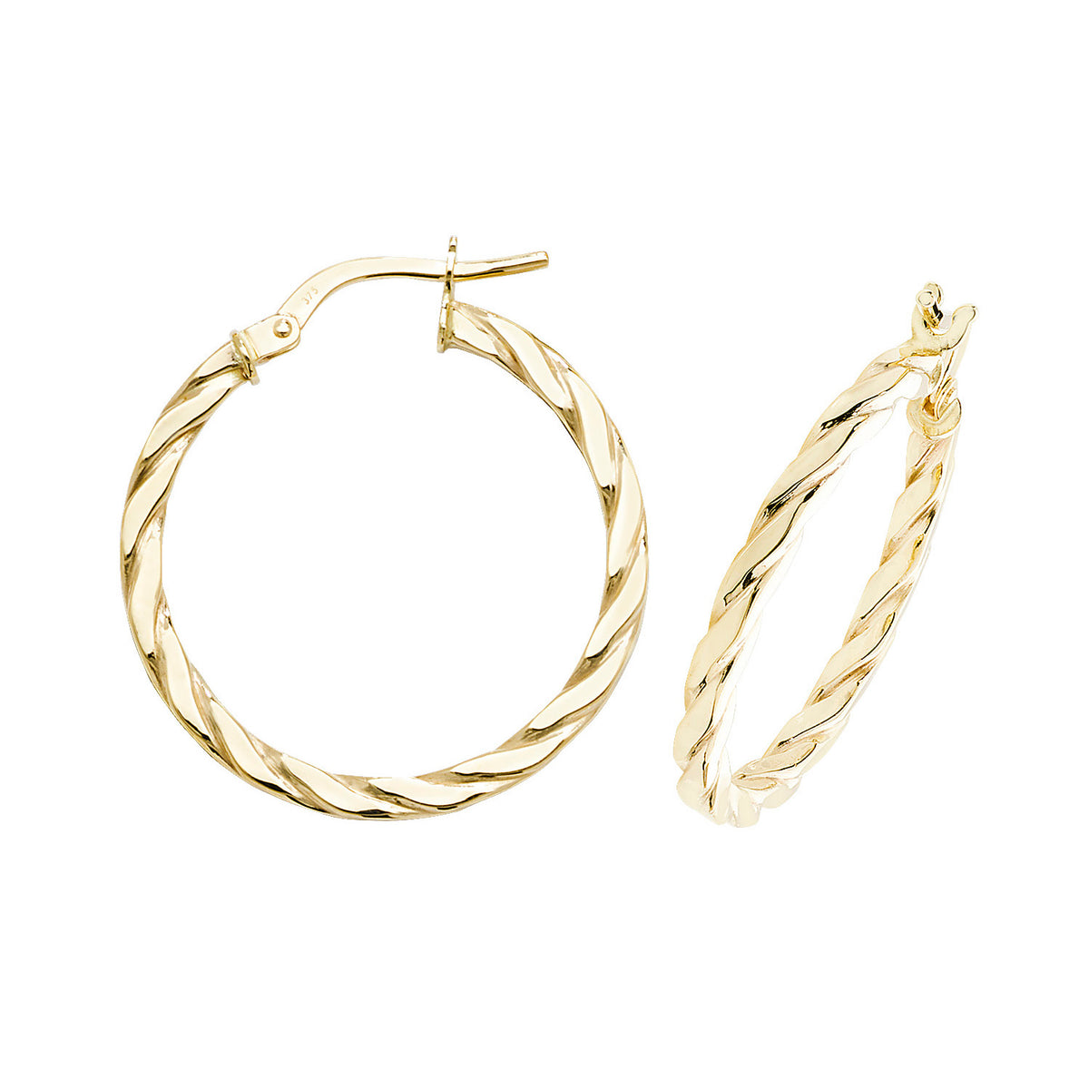 Clustdlysau Aur Melyn 9ct 20mm