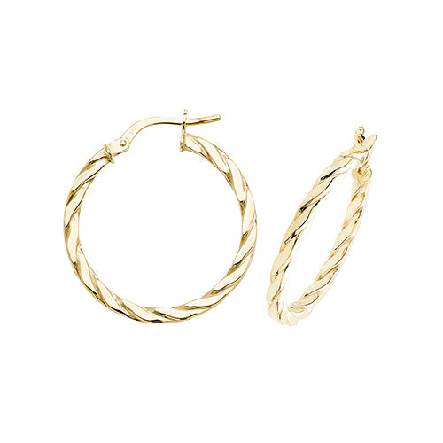 Clustdlysau Aur Melyn 9ct 20mm