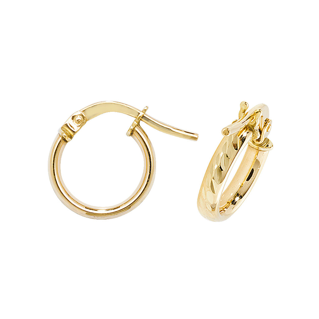 Clustdlysau Aur Melyn 9ct 8mm