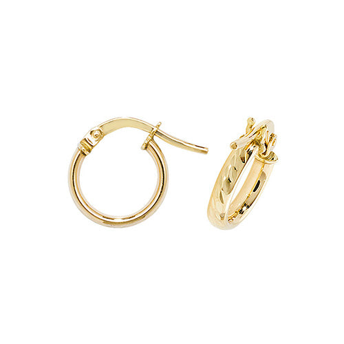 Clustdlysau Aur Melyn 9ct 8mm