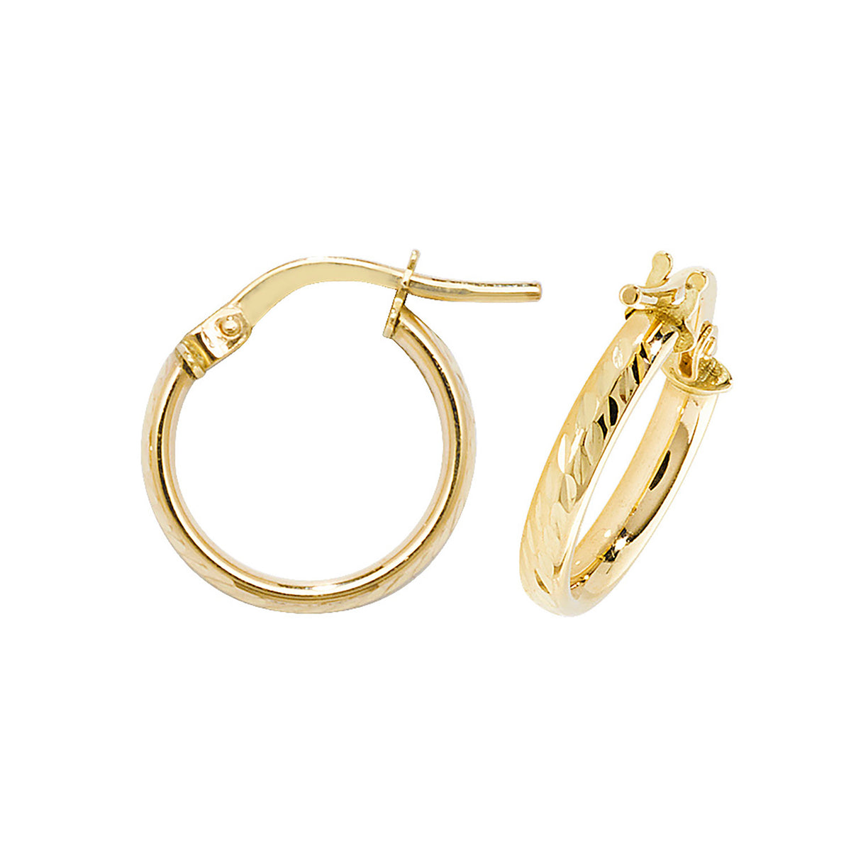 Clustdlysau Aur Melyn 9ct 10mm