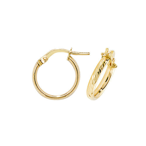 Clustdlysau Aur Melyn 9ct 10mm