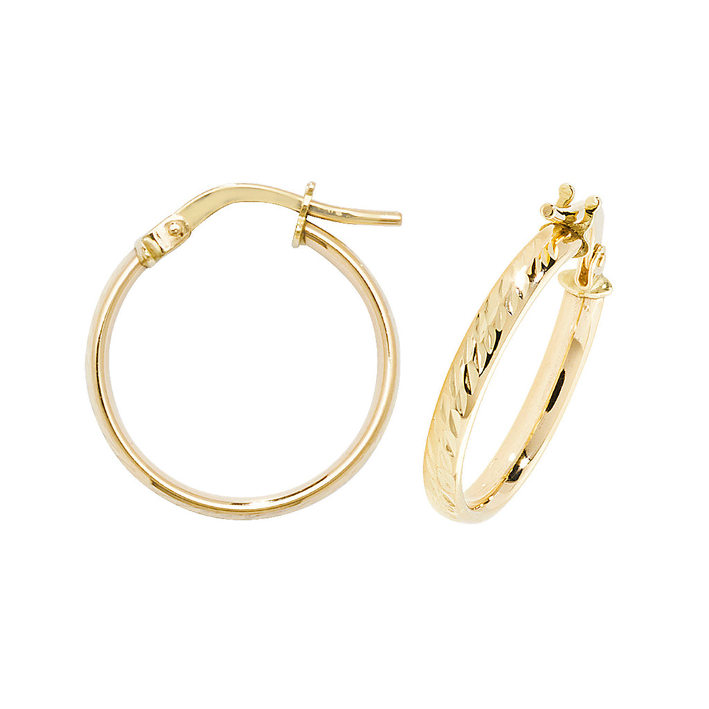 Clustdlysau Aur Melyn 9ct 15mm