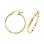 Clustdlysau Aur Melyn 9ct 20mm