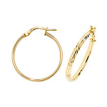 Clustdlysau Aur Melyn 9ct 20mm