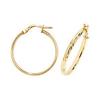 Clustdlysau Aur Melyn 9ct 20mm