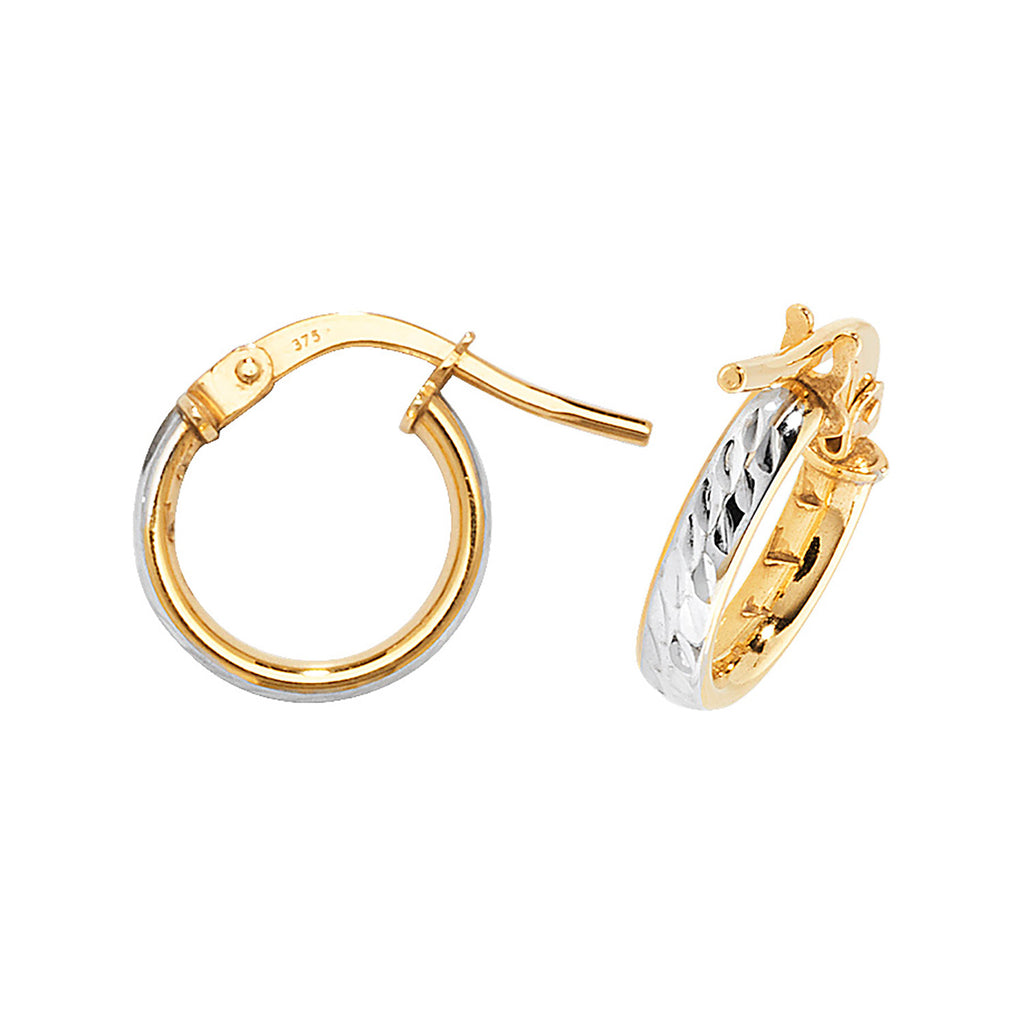 Clustdlysau Aur Melyn 9ct 8mm