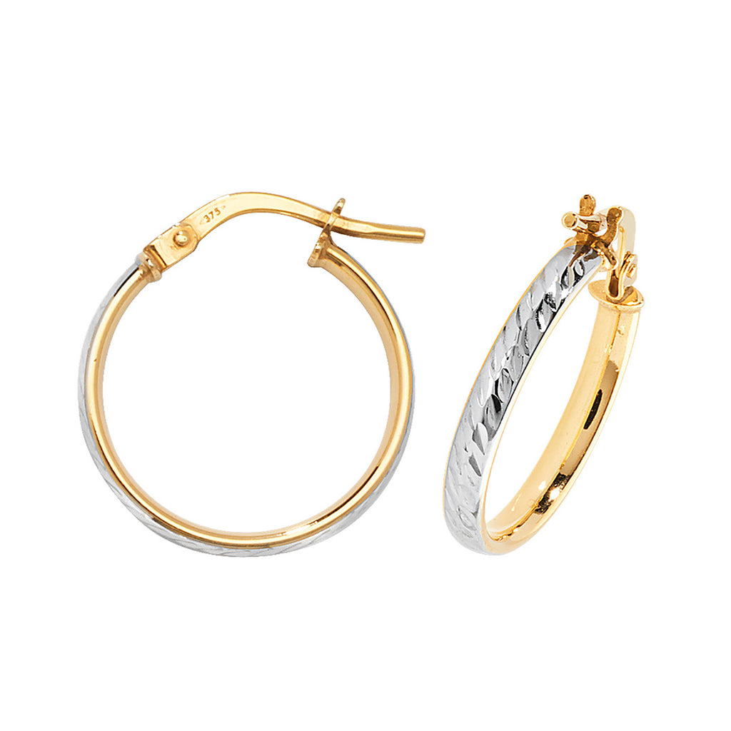 Clustdlysau Aur Melyn 9ct 15mm