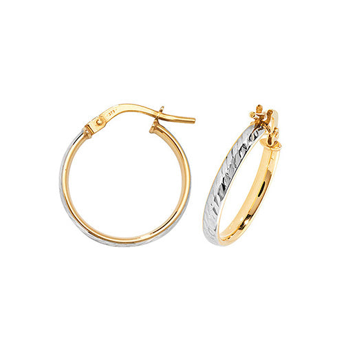 Clustdlysau Aur Melyn 9ct 15mm