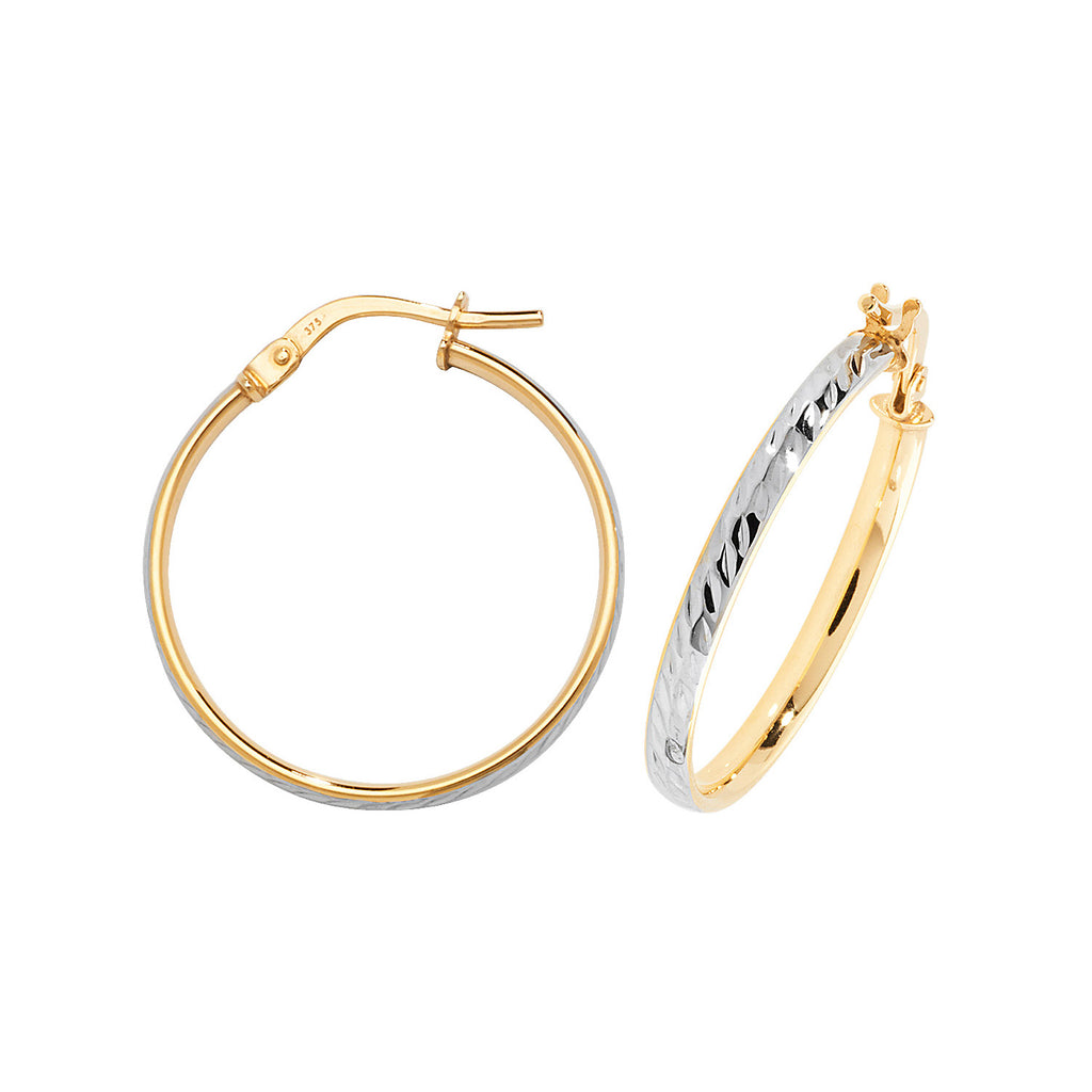 Clustdlysau Aur Melyn 9ct 20mm