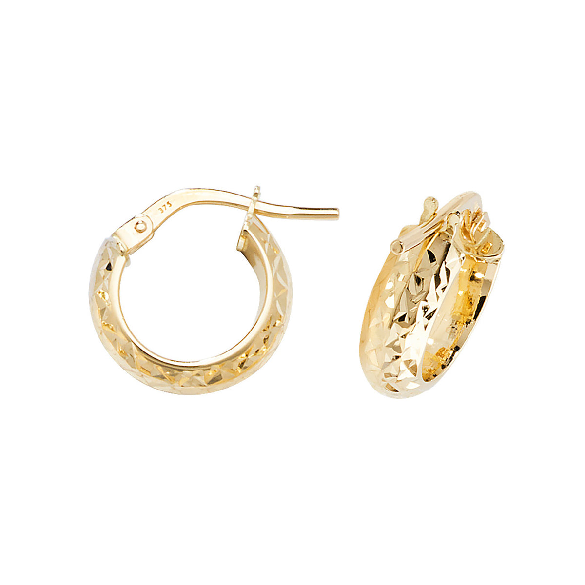 Clustdlysau Aur Melyn 9ct 8mm