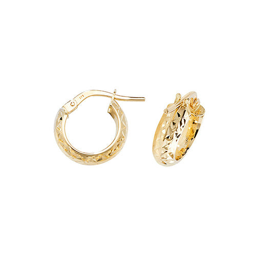 Clustdlysau Aur Melyn 9ct 8mm