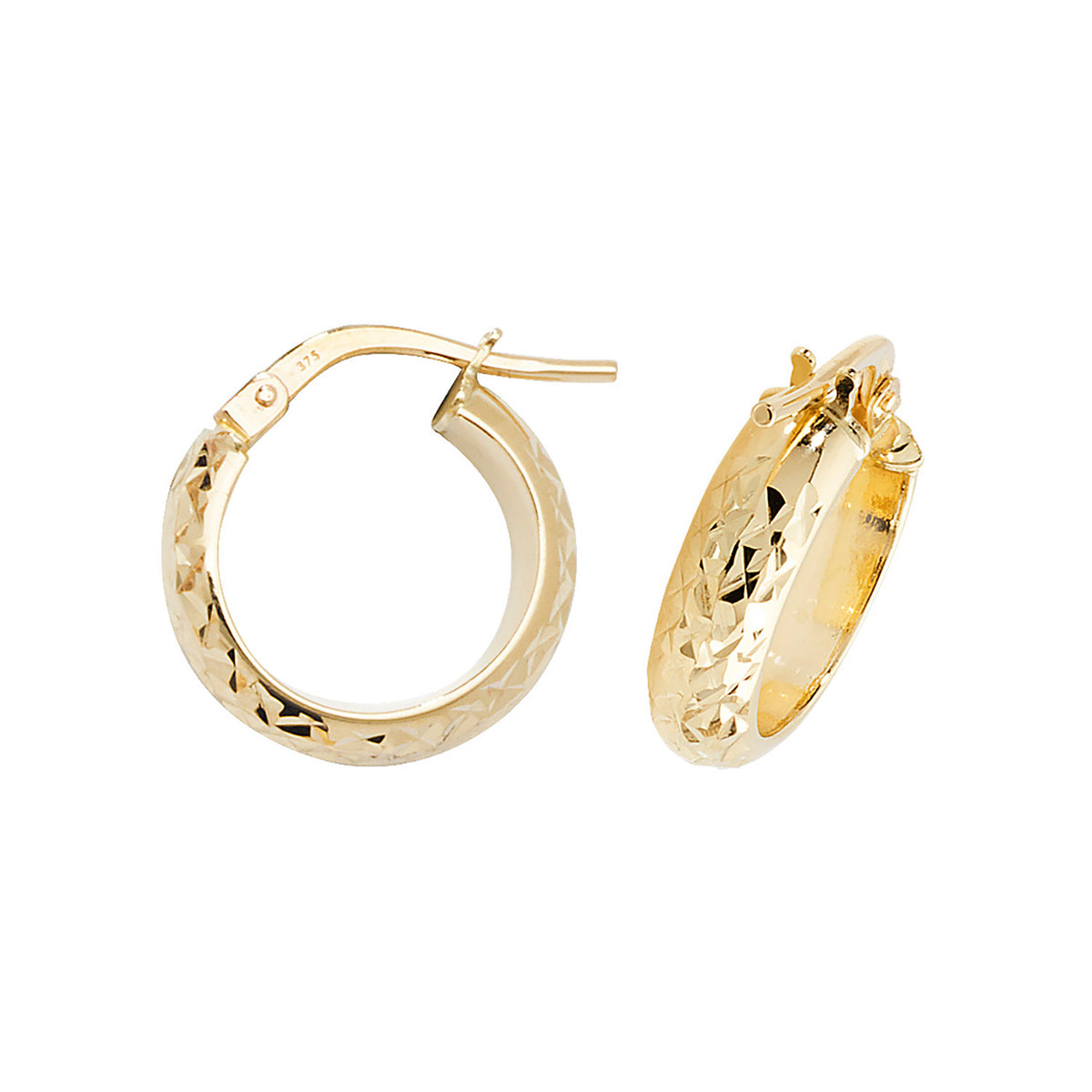 Clustdlysau Aur Melyn 9ct 10mm