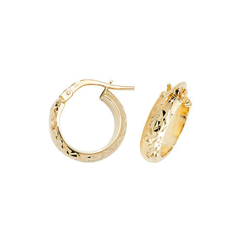 Clustdlysau Aur Melyn 9ct 10mm