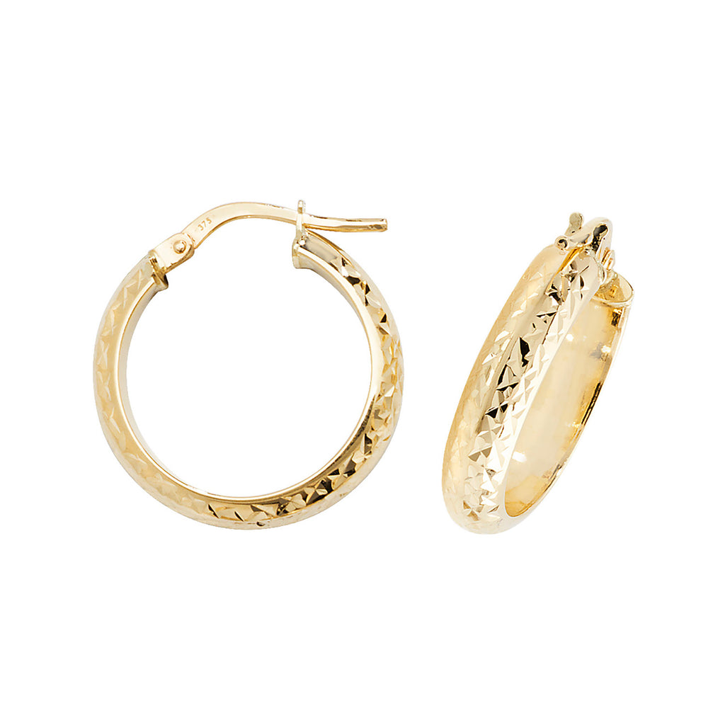 Clustdlysau Aur Melyn 9ct 15mm