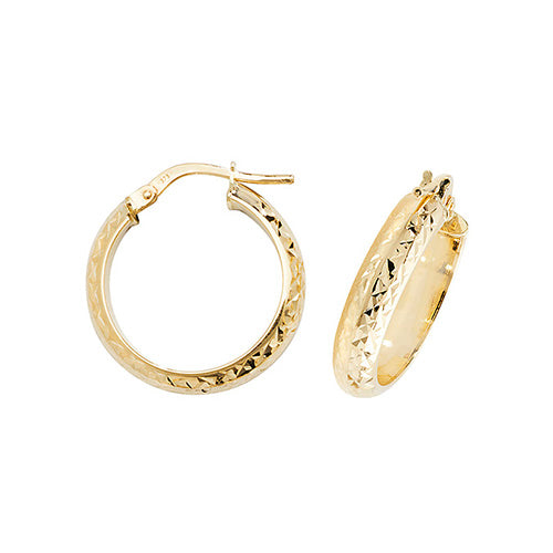 Clustdlysau Aur Melyn 9ct 15mm
