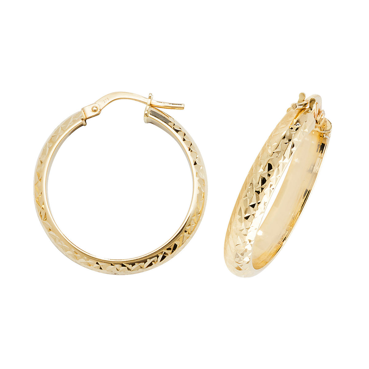 Clustdlysau Aur Melyn 9ct 20mm