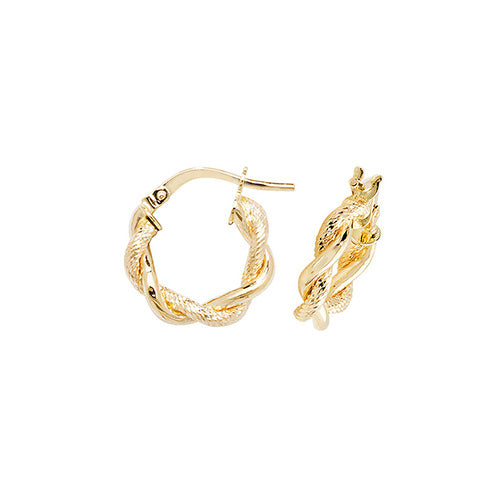 Clustdlysau Aur Melyn 9ct 8mm