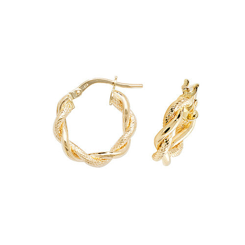 Clustdlysau Aur Melyn 9ct 10mm