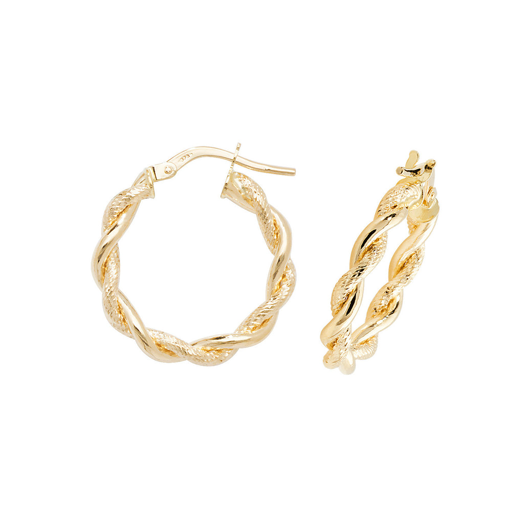 Clustdlysau Aur Melyn 9ct 15mm