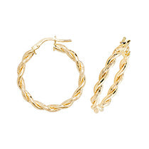 Clustdlysau Aur Melyn 9ct 20mm