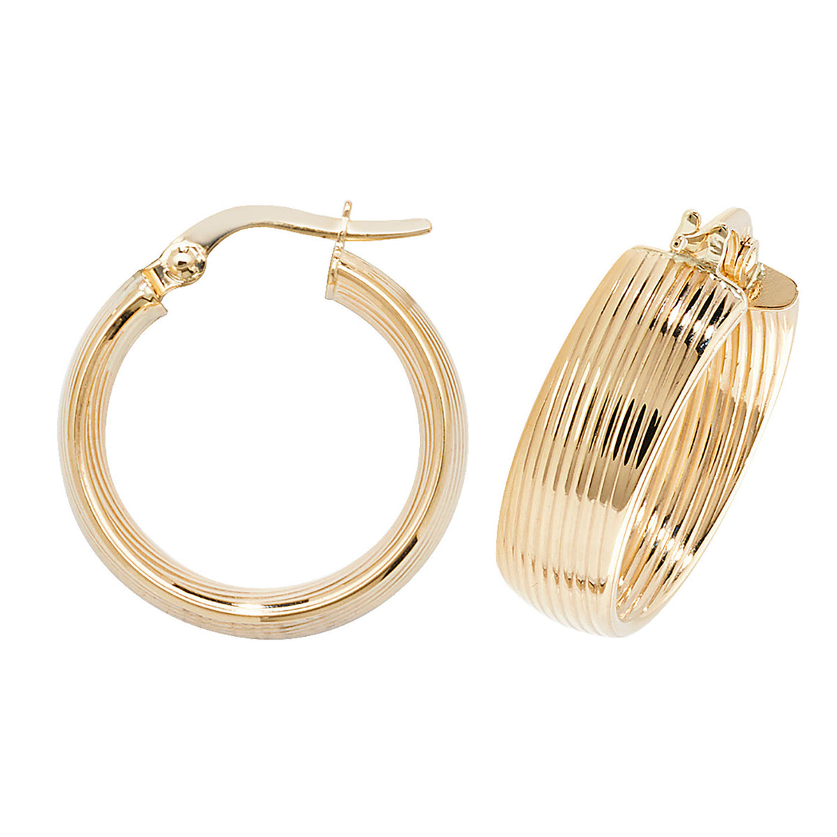 Clustdlysau Aur Melyn 9ct 15mm