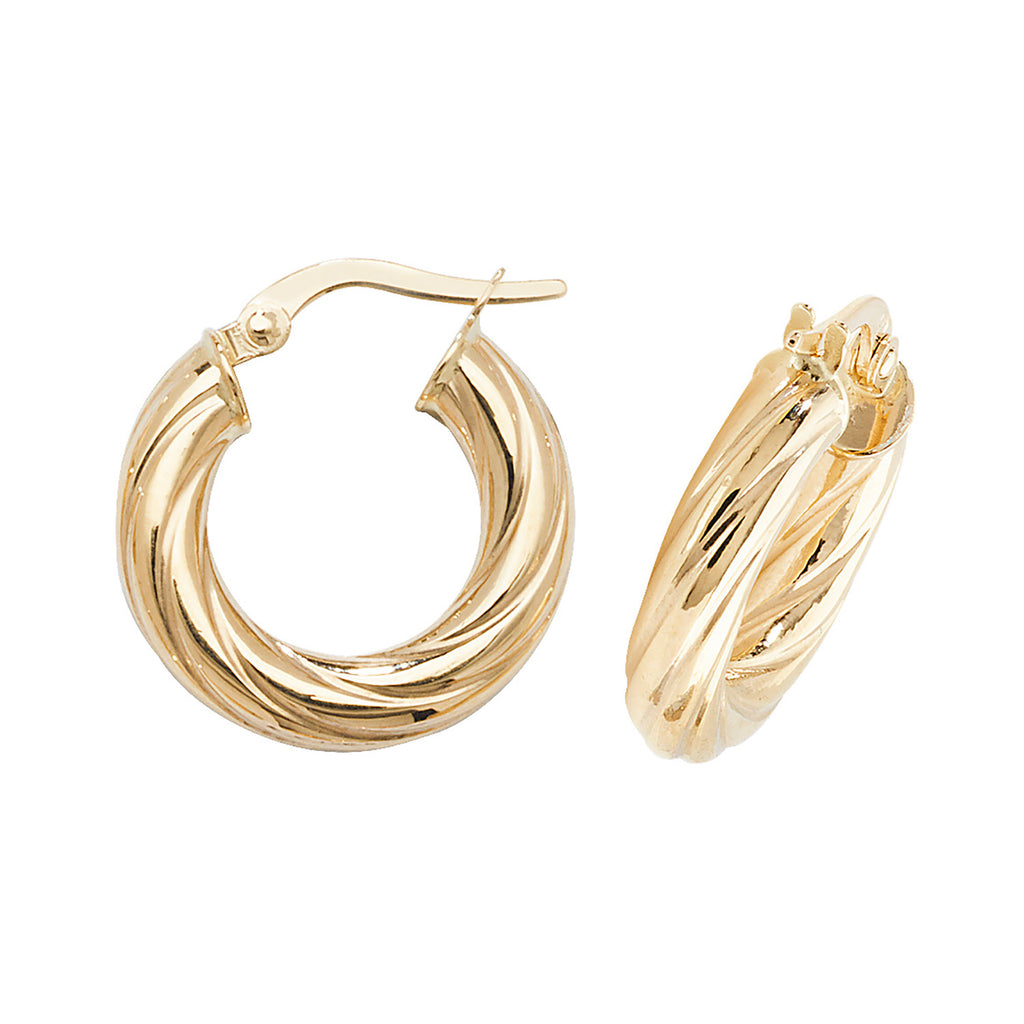 Clustdlysau Aur Melyn 9ct 10mm