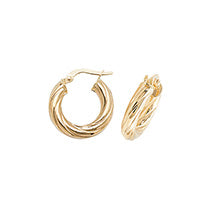 Clustdlysau Aur Melyn 9ct 10mm