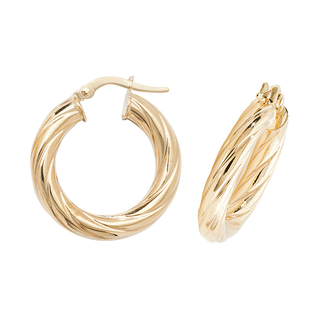 Clustdlysau Aur Melyn 9ct 15mm