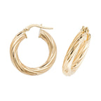 Clustdlysau Aur Melyn 9ct 15mm