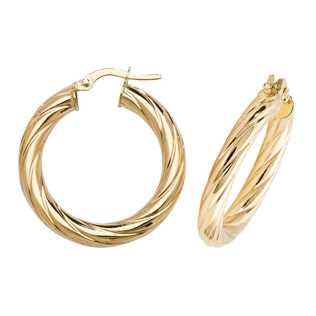 Clustdlysau Aur Melyn 9ct 20mm