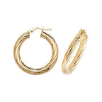Clustdlysau Aur Melyn 9ct 20mm