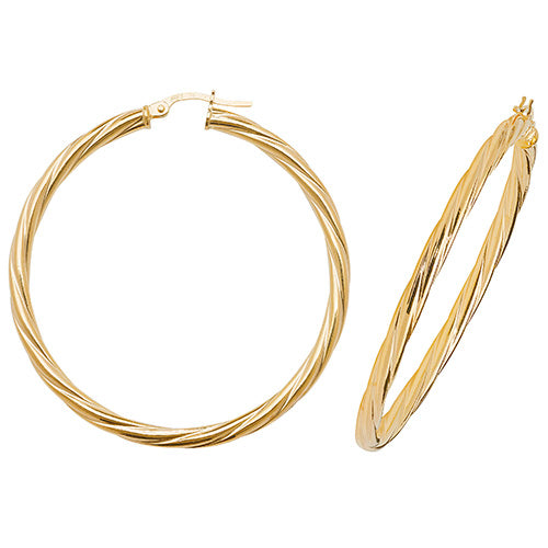 9ct Yellow Gold Earrings 40mm