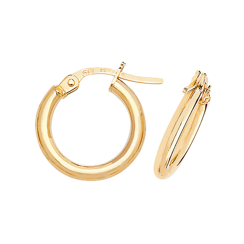 Clustdlysau Aur Melyn 9ct 10mm