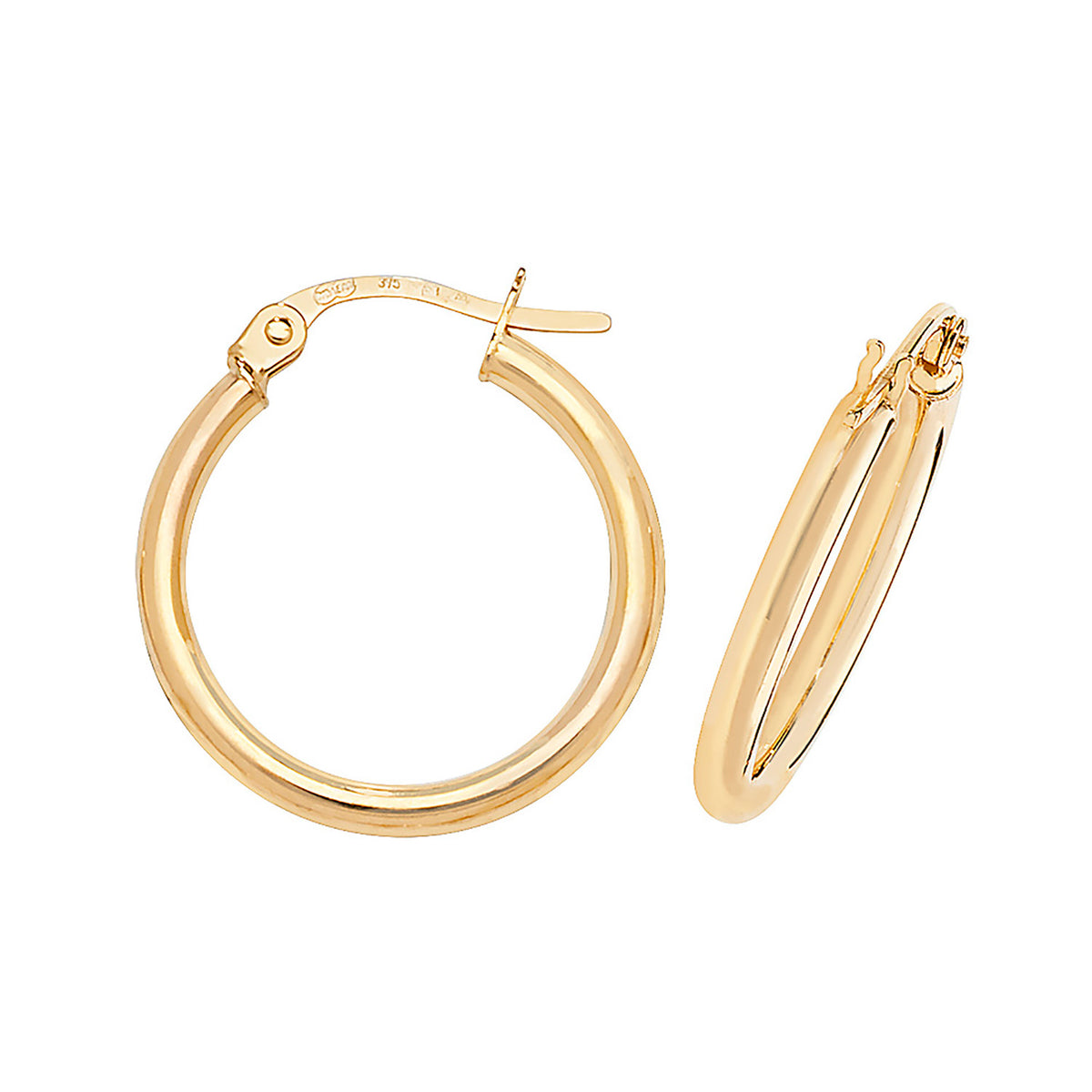 Clustdlysau Aur Melyn 9ct 15mm