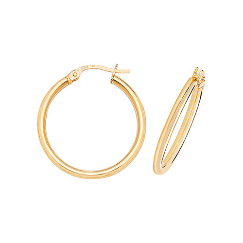 Clustdlysau Aur Melyn 9ct 20mm