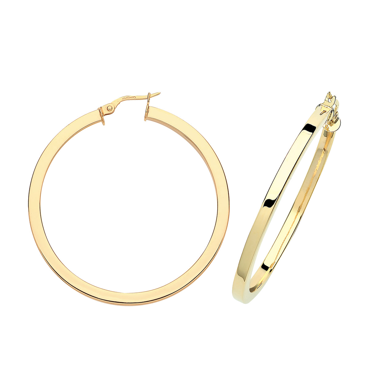 9ct Yellow Gold Earrings 40mm