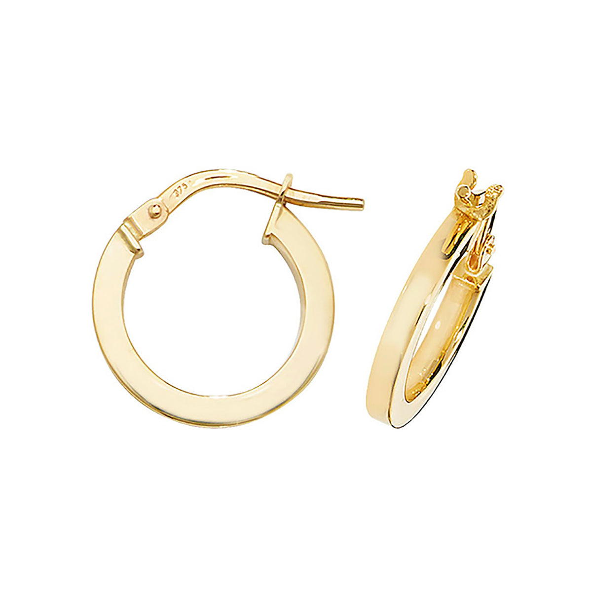 Clustdlysau Aur Melyn 9ct 10mm