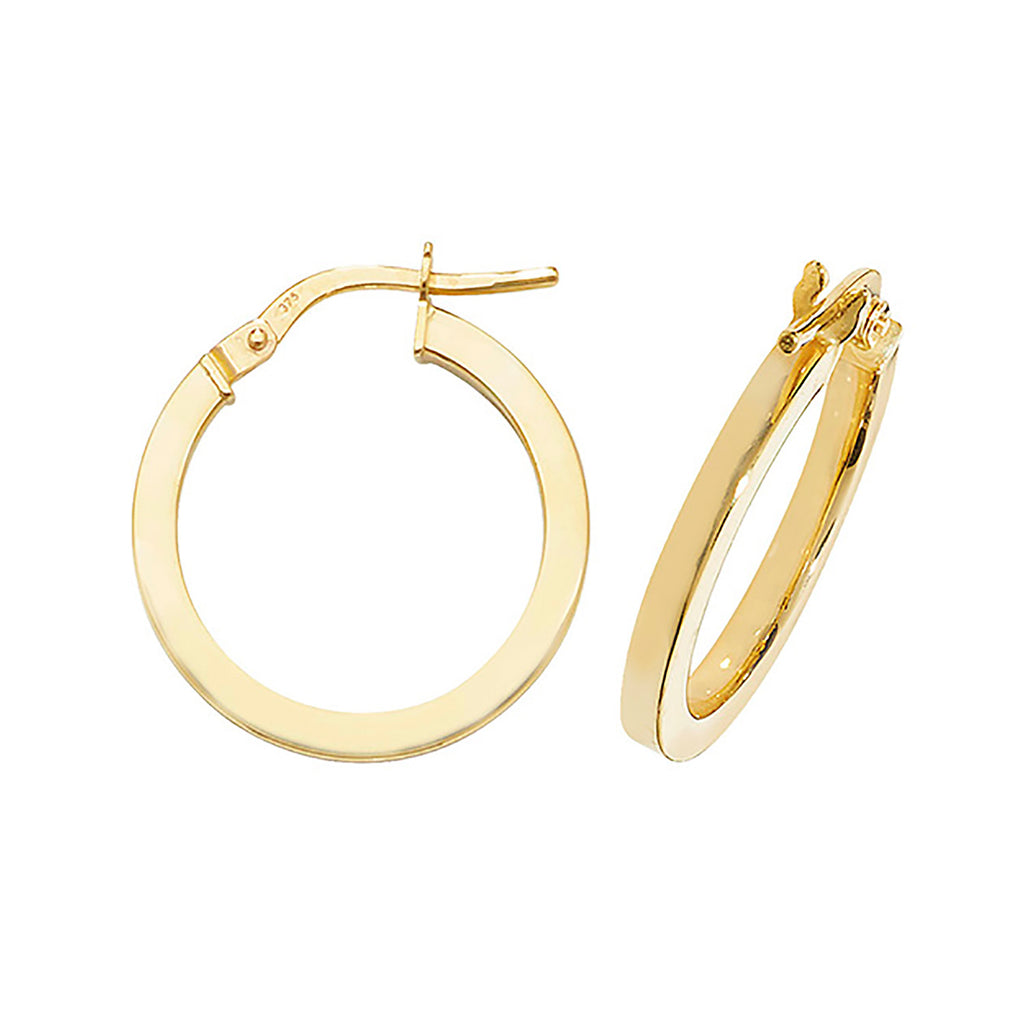 Clustdlysau Aur Melyn 9ct 15mm