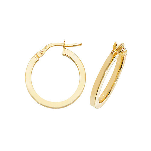 Clustdlysau Aur Melyn 9ct 15mm